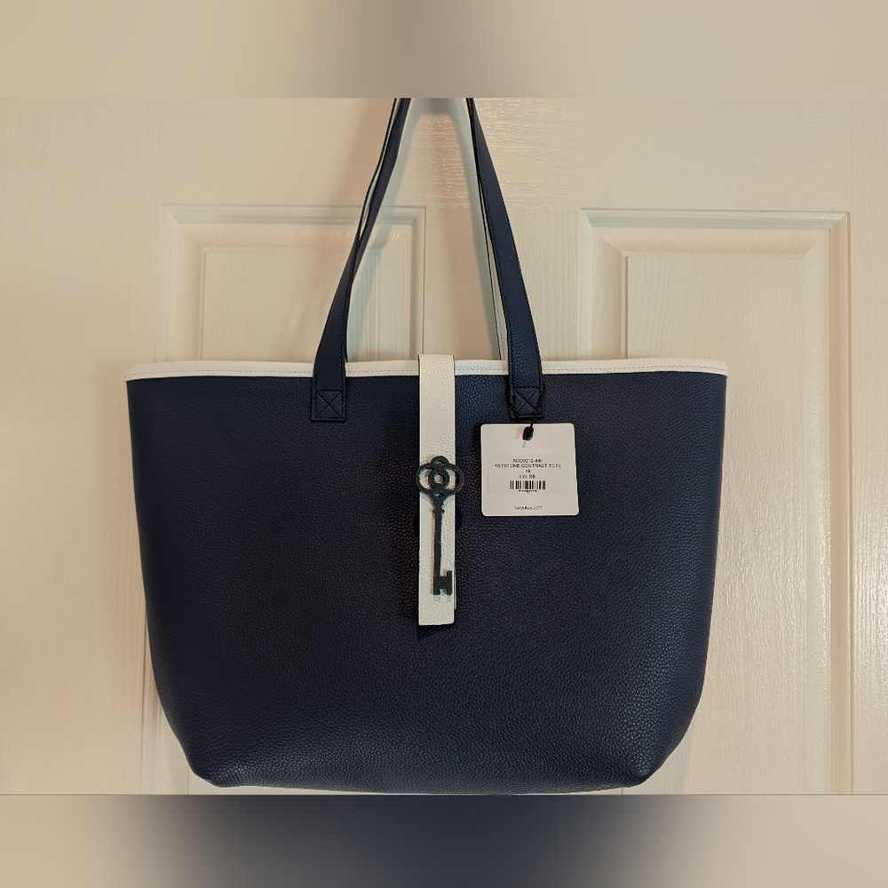 Keystone Contrast Tote- Navy Blue & White - Picture 2 of 7